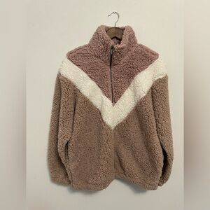 Nine West Faux Sherpa Half Zip Pullover Jacket Size LARGE